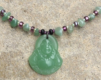 Jade beaded Buddha necklace