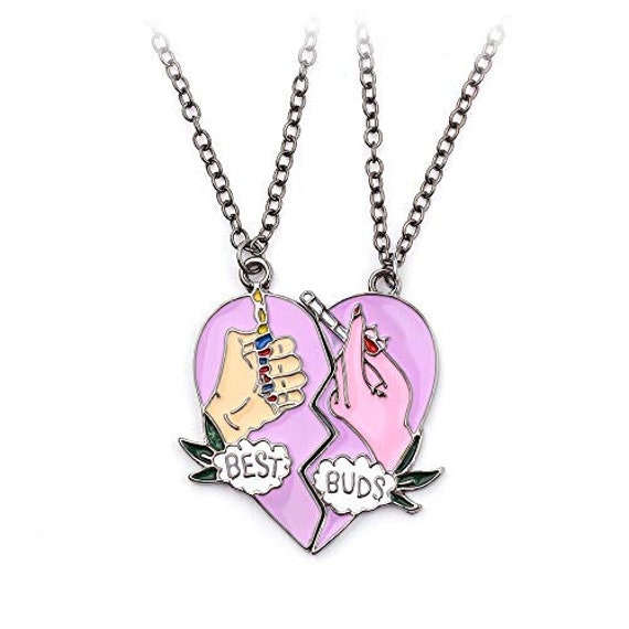 Friendship Necklace Best Buds Leaf Broken Heart Best Friends Forever Necklace for 2 Etsy Canada