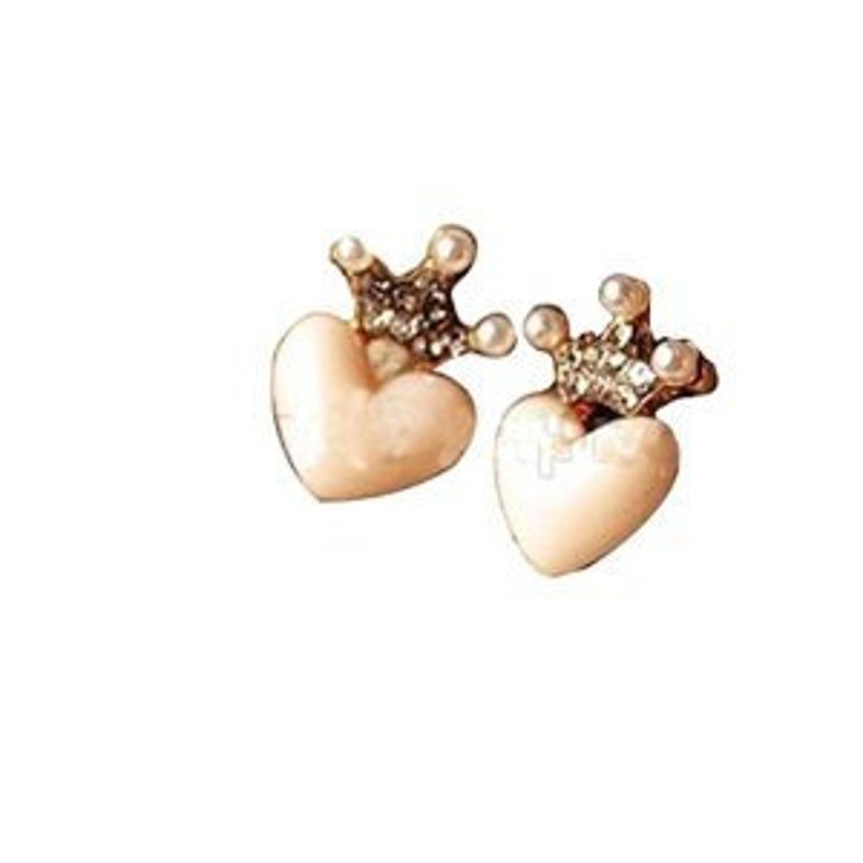 Stud earrings rhinestone enamel owl scull cat wreath square retro style Pink