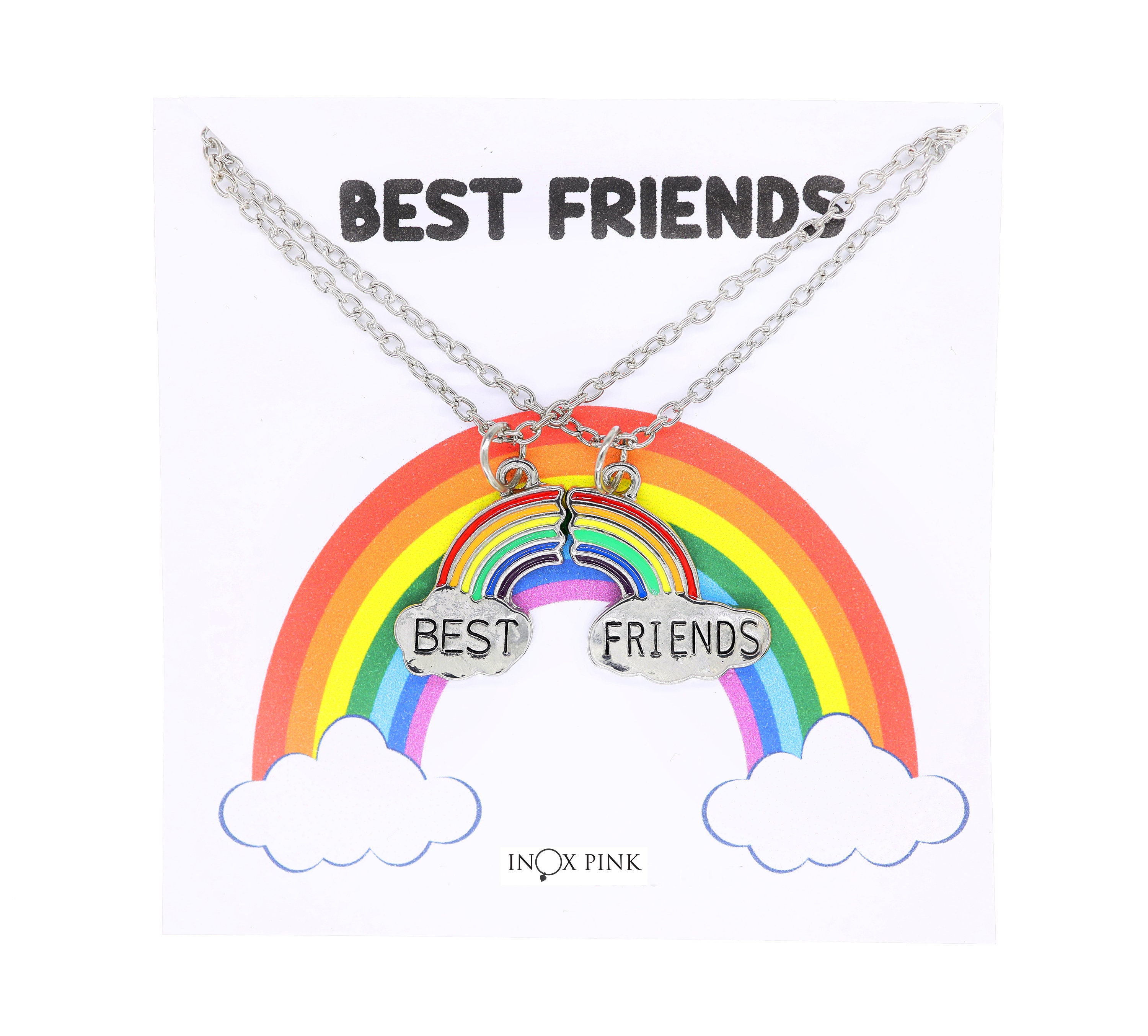 Rainbow Friendship Necklace for 2 Best Friend Forever Gift for Etsy UK