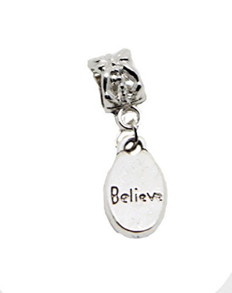 Believe Meme Quotes Words Tibetan Silver Charm for Charm Bracelets Womens Girls Jewellery Big Hole Charm European Charms