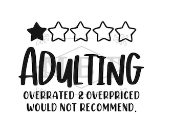 INSTANT DOWNLOAD Adulting Would Not Recommend Parenting Adult Svg Cut Files Shirt Tumbler Sticker Design Adulthood