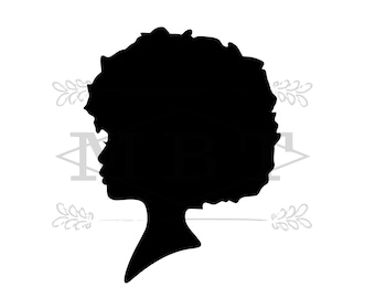 INSTANT DOWNLOAD Woman Silhouette Svg Png Cut File for Cricut Projects Afro Outline Hair