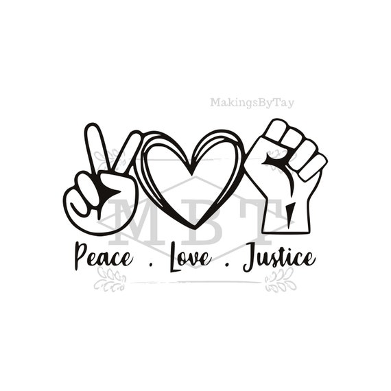 Download Instant Download Peace Love Justice Blm Black Lives Heart Hand Etsy