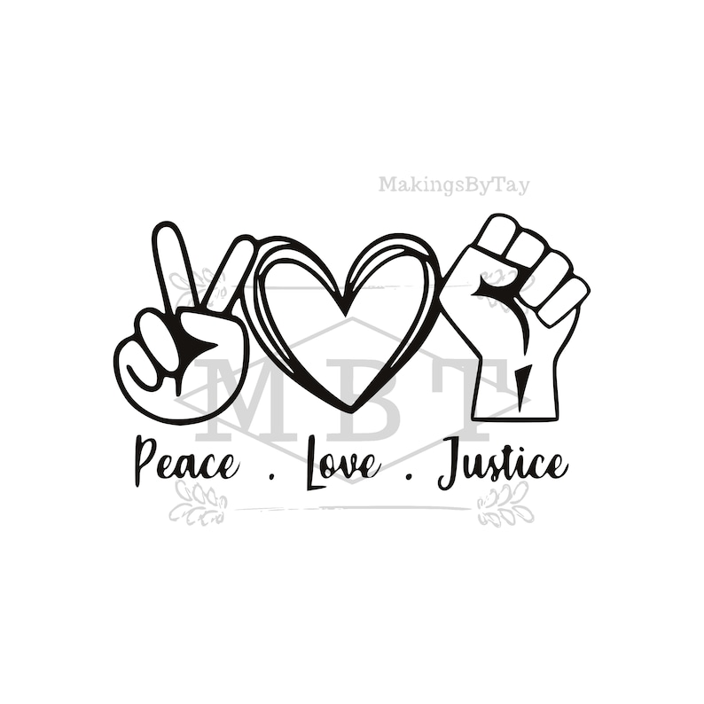 INSTANT DOWNLOAD Peace Love Justice BLM Black Lives Heart ...