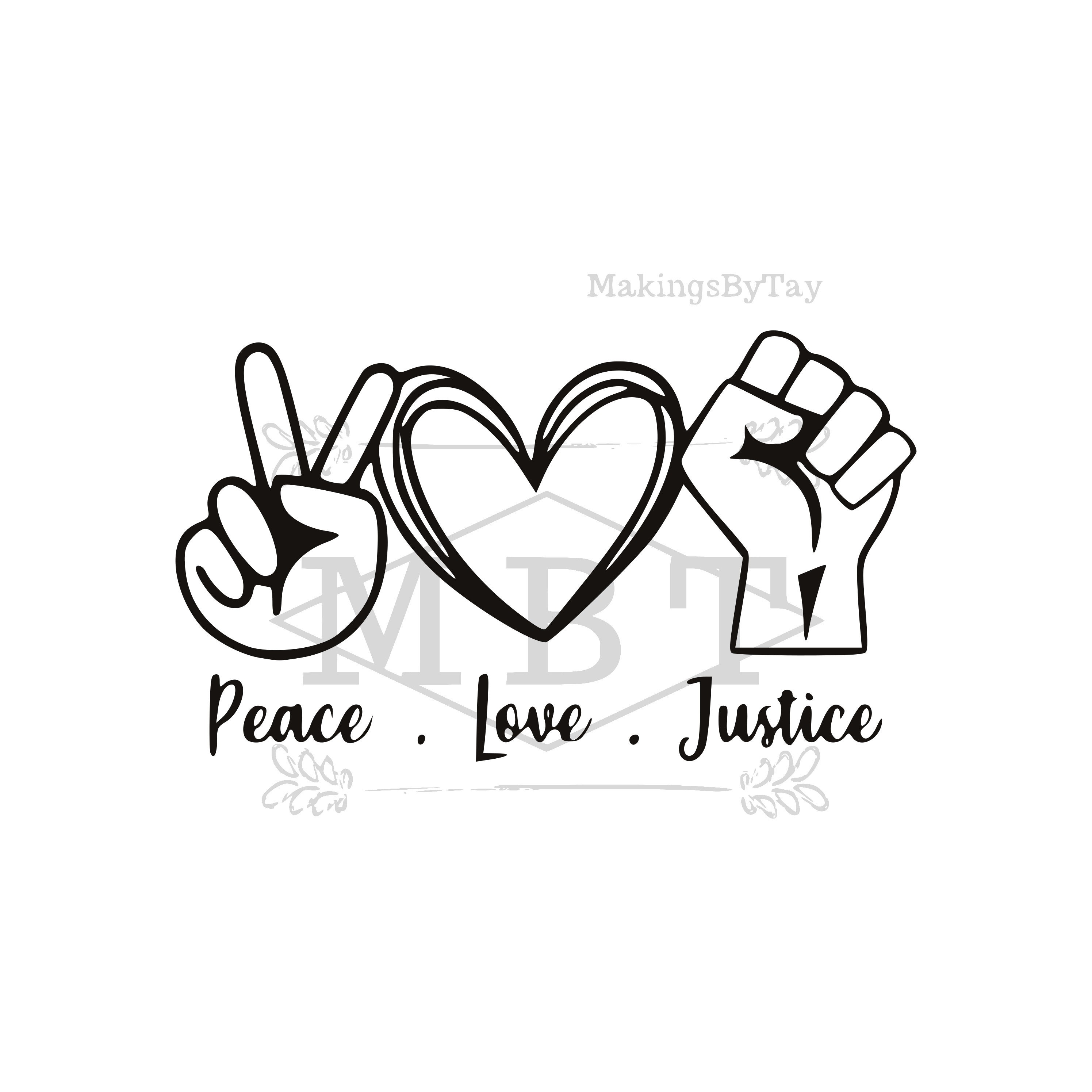Instant Download Peace Love Justice Blm Black Lives Heart Hand Etsy
