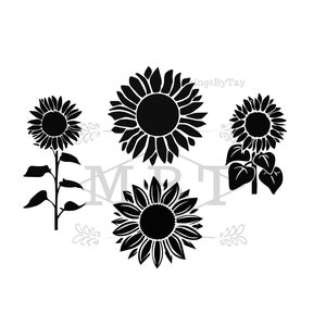 INSTANT DOWNLOAD sunflowers; sunflower svg; BUNDLE sunflower svg; flowers; floral svg; black and white flowers