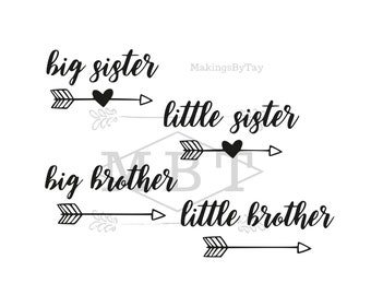 INSTANT DOWNLOAD svg; grote broer; broertje; grote zus; zusje; familiebundel; bundel set svg; broers en zussen; pijlen; hart pijlen
