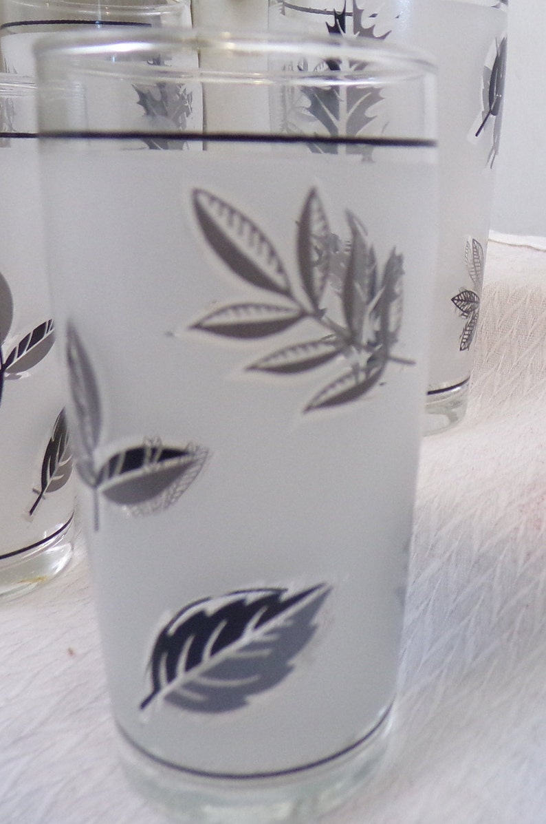 Libbey Frosted Silver Leaf Pattern Glasses Fall Decor Etsy