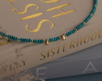 Mini Personalised Beaded Gemstone Necklace (Pick your own Initials)