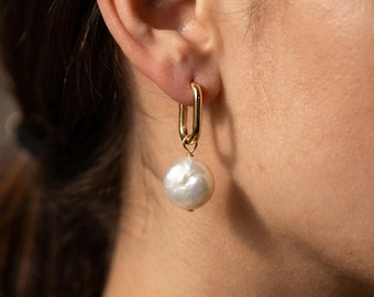 Olivia Real Pearl Drop Gold Earrings