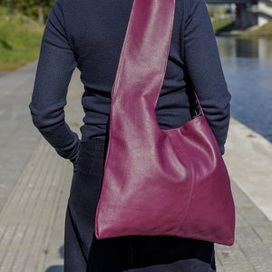 Purple Leather Crossbody, Leather Bag, Leather Hobo, Purple Shoulder Bag, Leather Purse for Women, Purple Bag