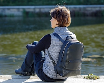 Black Leather Backpack, Leather Rucksack, Women Backpack, Genuine Leather Rucksack, Travel Backpack, Leather Bag For Woman