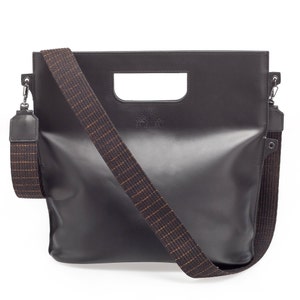 Black  Crossbody Bag, Leather Crossbody for Woman, Minimalist Leather Bag, Black Tote