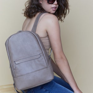 City Leather Backpack, Laptop Backpack for Women, Leather Rucksack, Minimalist Backpack