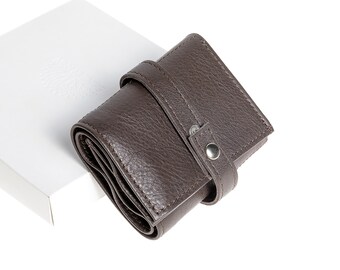 Small Leather Wallet, Purple Cardholder, Unisex Leather Wallet, Small Purple Wallet Woman