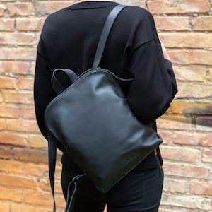 Lightweight Backpack, Classic Leather Backpack, Smooth Leather Bag Black, Black Leather Backpack Lightweight, Soft Bag, Sac à dos