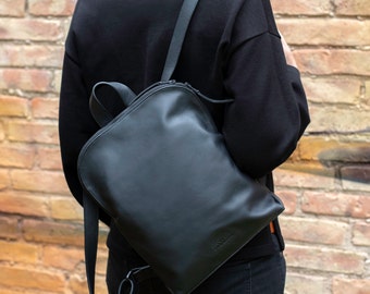 Lightweight Backpack, Classic Leather Backpack, Smooth Leather Bag Black, Black Leather Backpack Lightweight, Soft Bag, Sac à dos