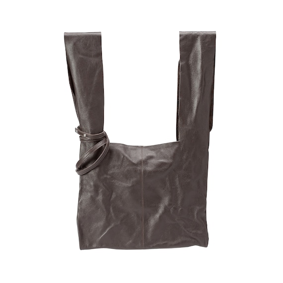 ★BLACKUP★ lic lace up leather shopper bag black CQ24s Black Leather Purse, Leather Hobo Bag, Soft Leather