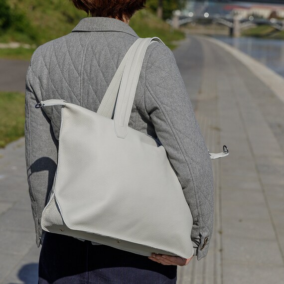 Laptop Bag Soft Leather Bag With Zipper off White Woman 