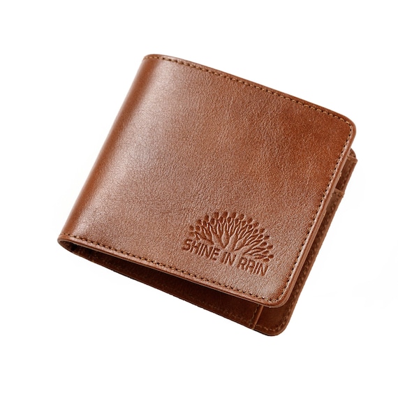 Square Bi fold Wallet Gift for Dad Vintage Leather Wallet Full Grain Leather Wallet Etsy