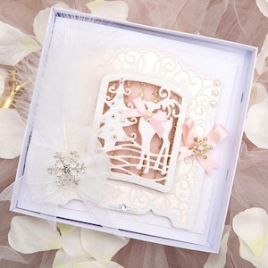 Carte de Noël faite main de luxe, Carte de Noël personnalisée, Carte de Noël dans un coffret, Cartes de Noël, Cartes de Noël pour elle, Cartes faites main