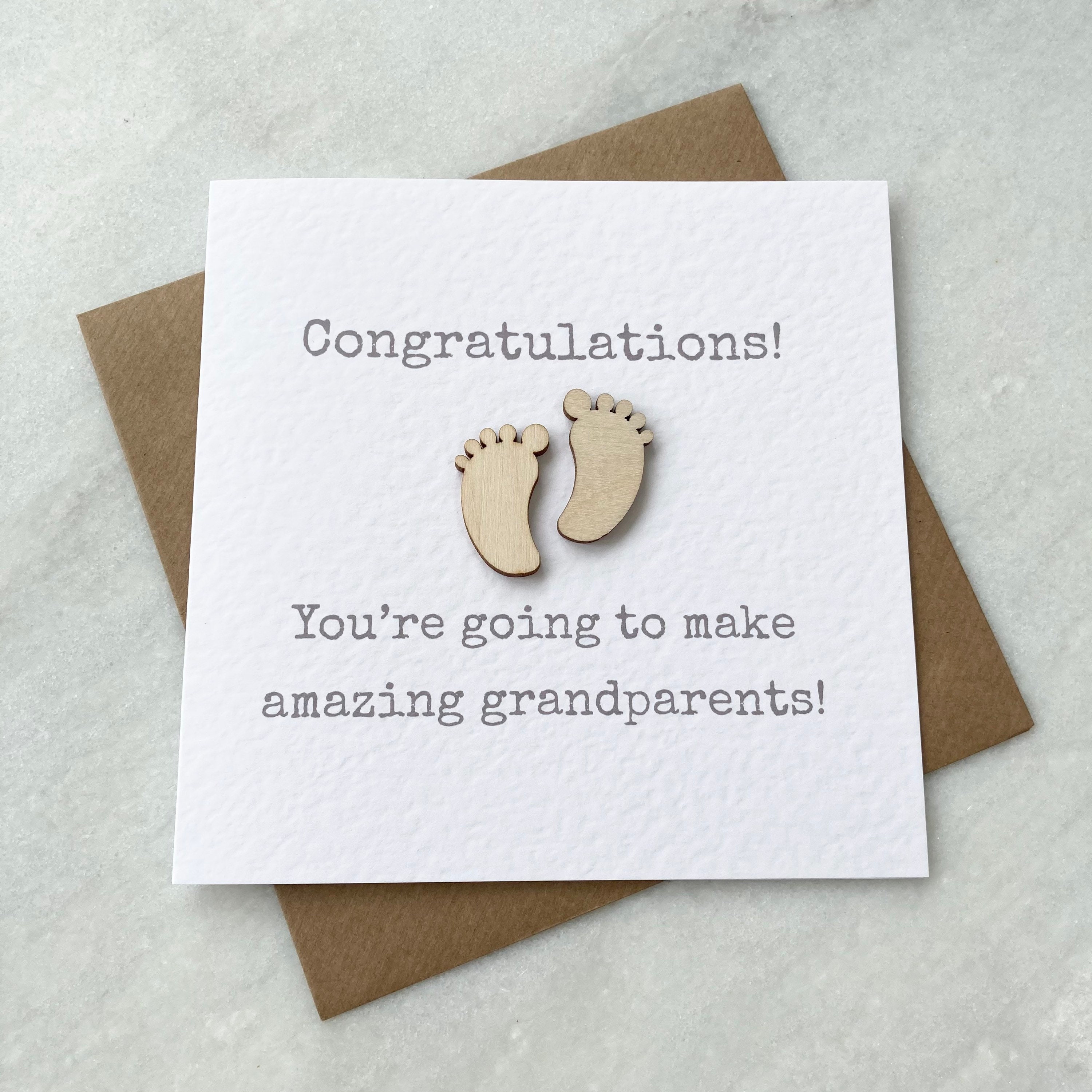 Grandparents To Be Congratulations Carte De Bébé Faite Main Par White Cotton Cards VN103