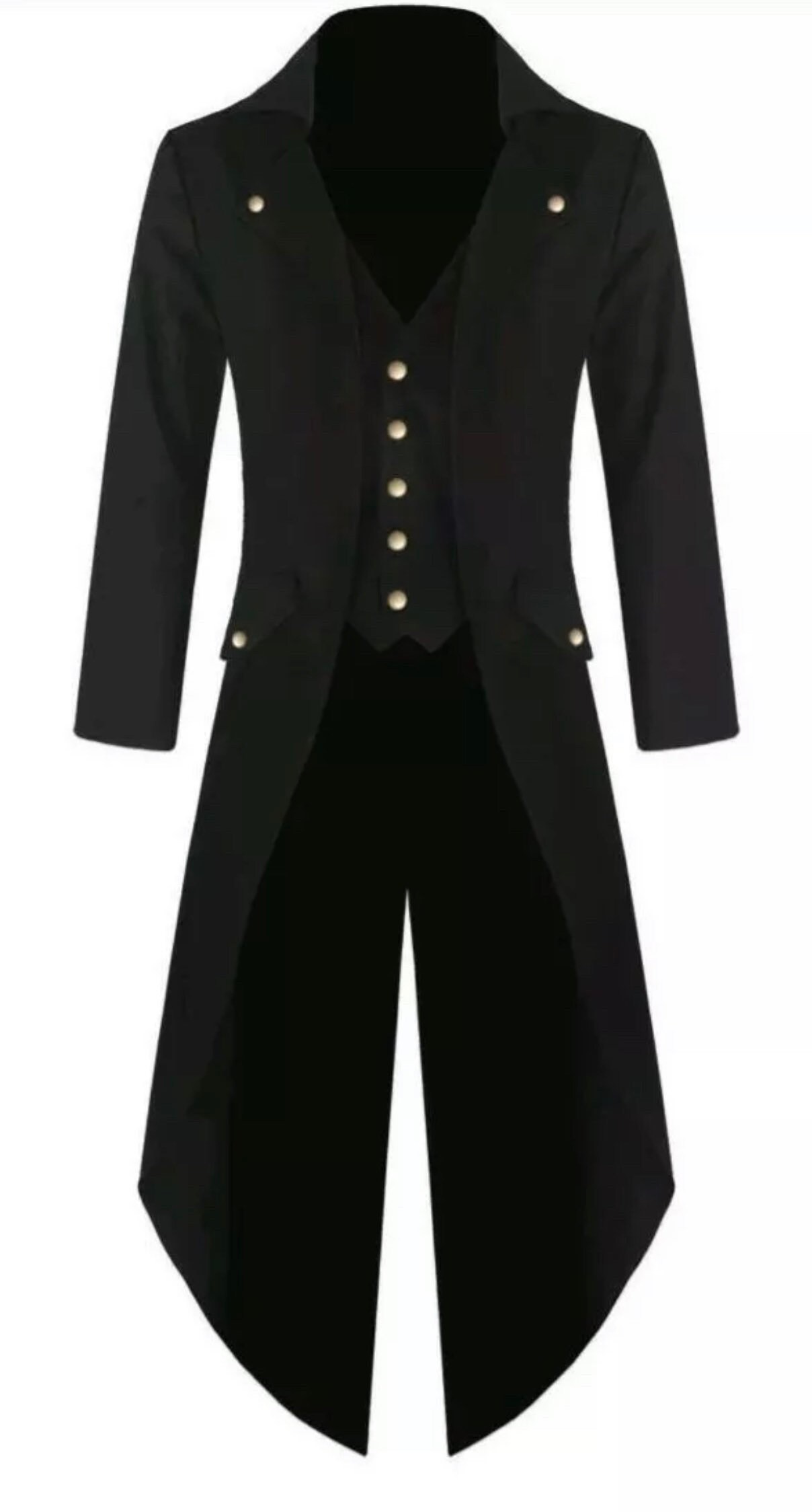 Image of Mens Black Handmade Steampunk Tailcoat Jacket Gothic Victorian Coat
