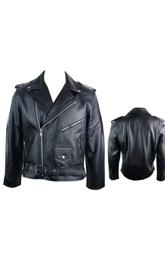 Mens Genuine Buffalo Leather Classic Perfecto Brando Biker Jacket - Buffalo Leather Jacket Quality Mens Genuine Buffalo Leather Classic Perfecto Brando Biker Jacket - Buffalo Leather Jacket Quality