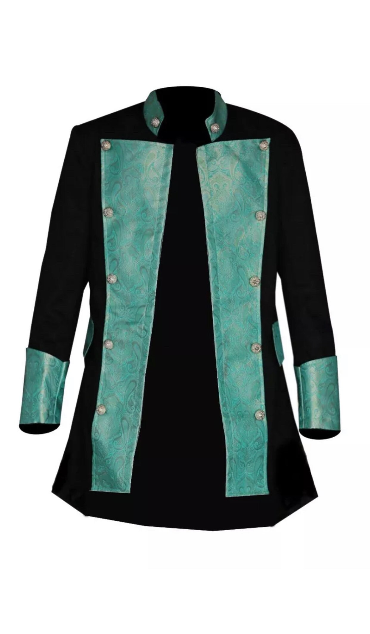 Image of Men's Black Cotton Vintage Handmade Steampunk Jacket Victorian Gothic Coat