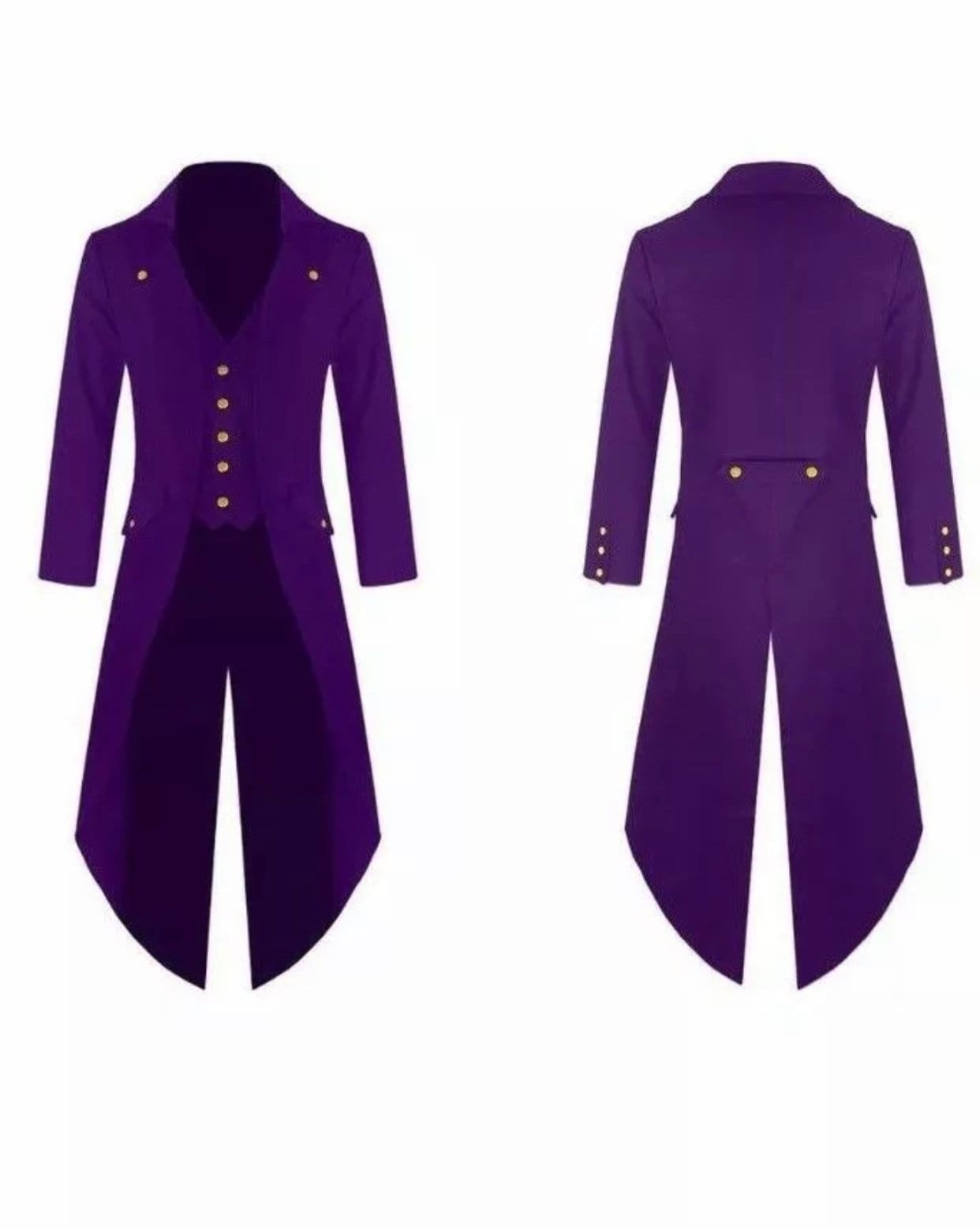 Image of Mens Purple Handmade Steampunk Tailcoat Jacket Gothic Victorian Coat