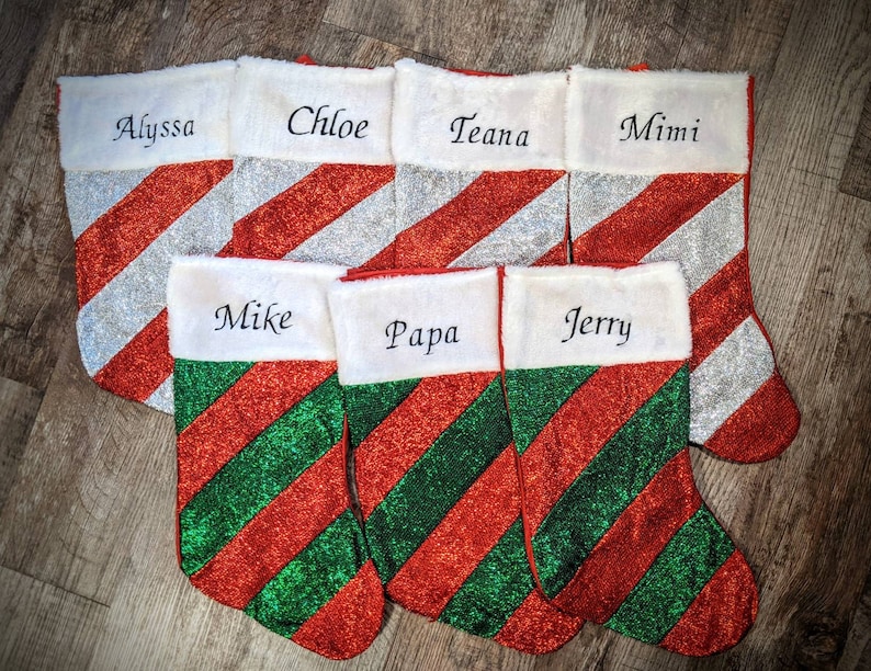 Custom Embroidered Christmas Stockings Put Your Name on Your Etsy