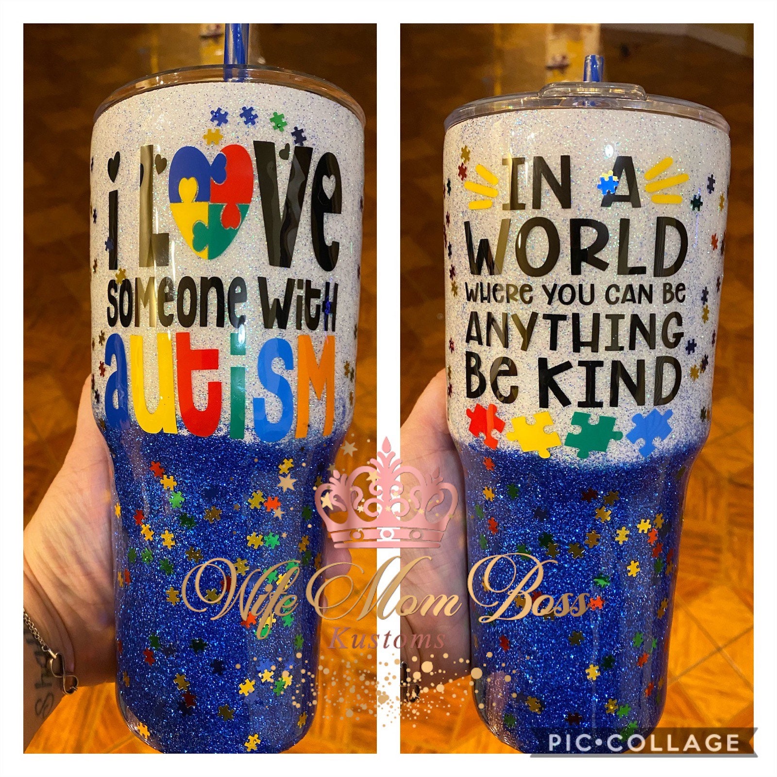 Autism Tumbler Autism Glitter Tumbler Etsy
