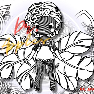 Printable Coloring Book Art Dolls 82 Pages Kawaii Style image 6