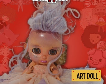 75 Apples Art Rare! (#11) - Resin BJD Doll fairy Morpho Wings l OOAK Oddities weird gift