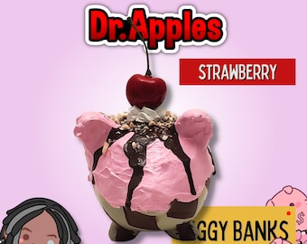 Ice Cream Piggy Bank | Strawberry with Chocolate Drizzle & Nuts | Unique Gift | Dr. Apples