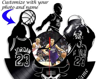 Regalo de reloj de foto personalizado para entrenador de baloncesto/regalo de cumpleaños personalizado para jugador de baloncesto/decoración de pared de registro Lp