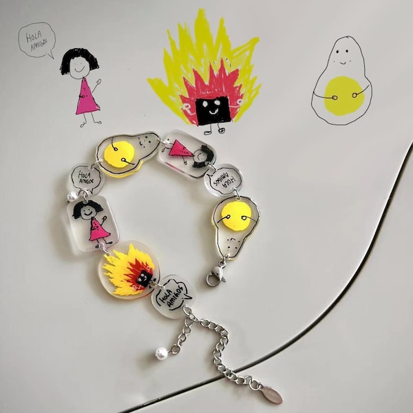 Kids Artwork Bracelet | Children Drawing Bracelet | Shrink Plastic Bracelet | Gift for Mom | Gift for Grandma