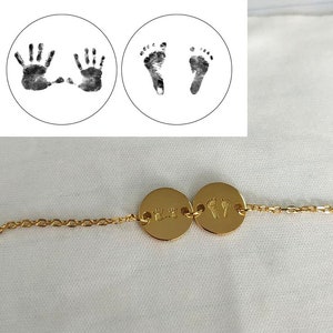 Baby Footprint Bracelet | Newborn Hand print Bracelet | Gift for Mom | Christmas Gift for Grandma