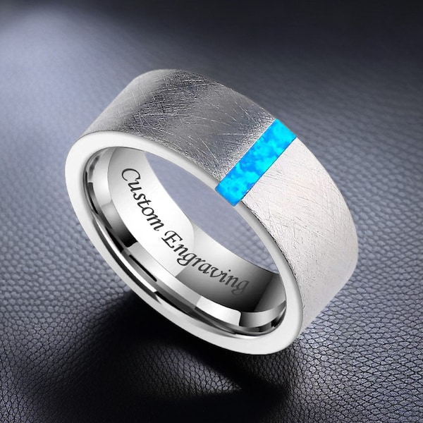 Mens Brushed Tungsten Wedding Band, Custom Engraved 857 Tungsten Ring, Anniversary Gift for Him, Personalized Gents Marriage Ring