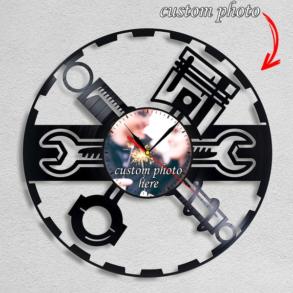 Cadeau voor automonteur, cadeau voor technicus, Tools Wall Art Gepersonaliseerde Lp Record Clock