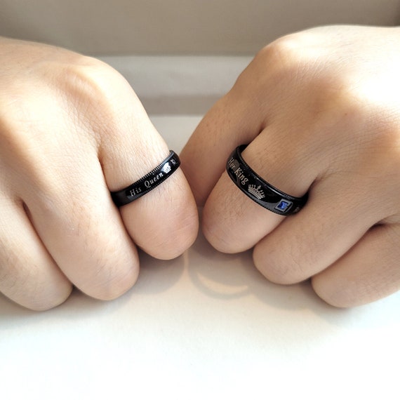 Juego de anillos Her King His Queen para 2 Anillos de promesa de
