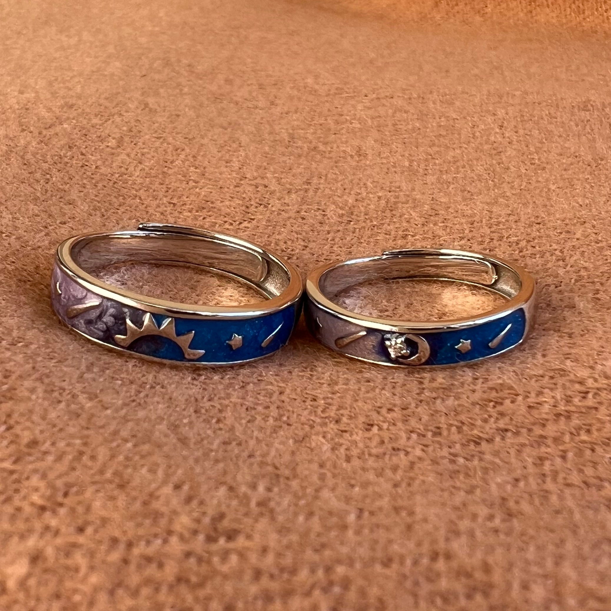 Sun and Moon Promise Rings Set for Couple Matching Birthday Etsy