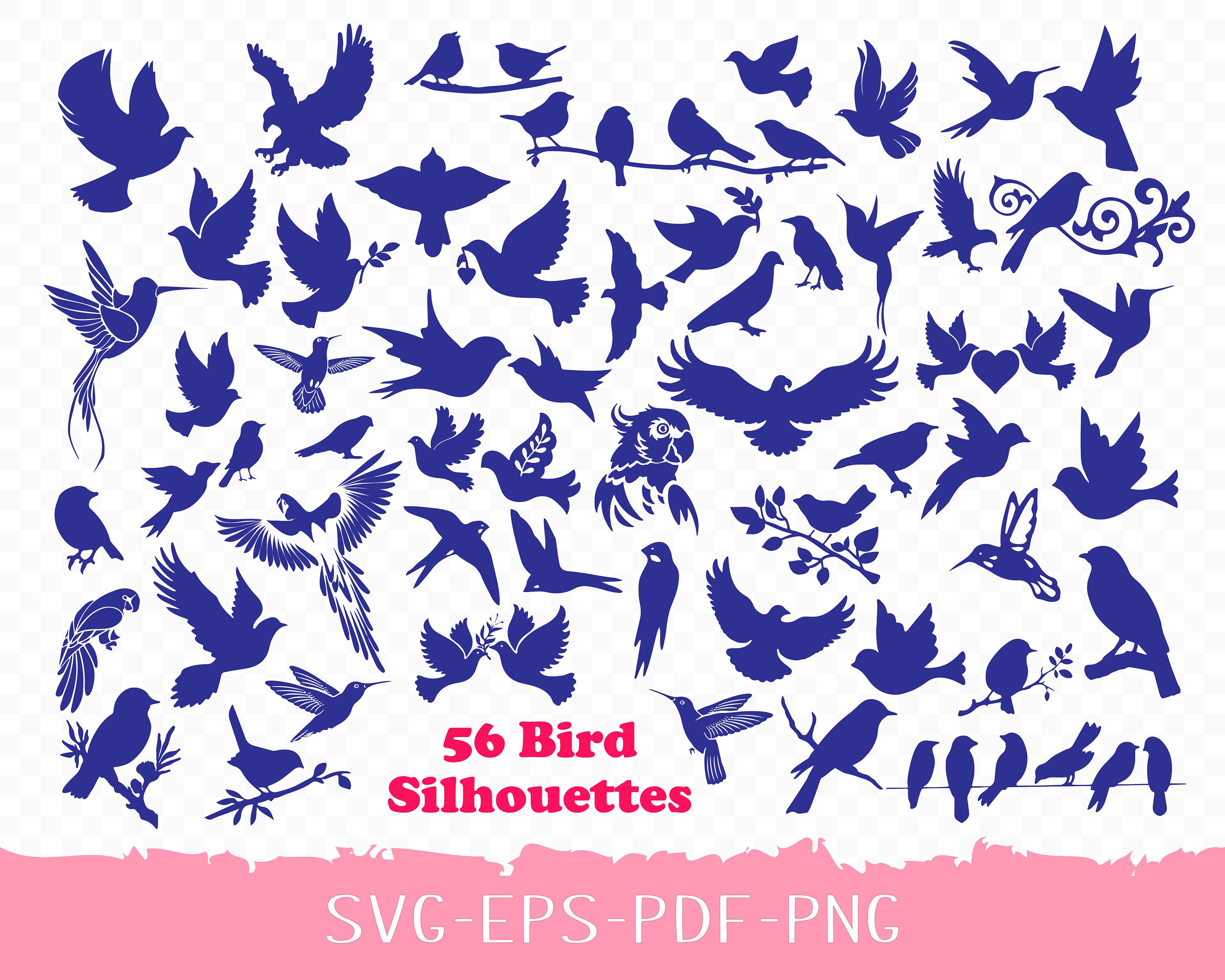 56 Flying Birds SVG Bundle Vector Clipart Figure Monogram - Etsy