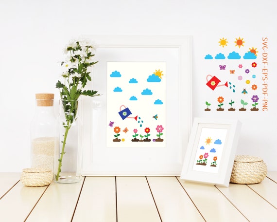 Download Summer Clipart Garden Clipart Spring Svg Clipart Watering Etsy