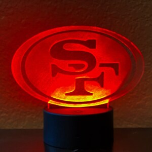 San Francisco 49ers LED Light - 3D Engraved Acrylic Sign - Unique NFL Fan Gift - Sports Room Decor