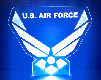 U.S. Air Force Edge-Lit Acrylic Desktop Light - Laser-Engraved Emblem