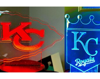 Kansas City Chiefs & Royals LED Lamp Combo – Color‑Changing Sign with Remote