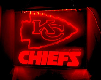 Kansas City Chiefs Edge-Lit Hanging Sign