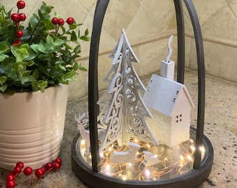 Winter Christmas Lantern for Glowforge svg file
